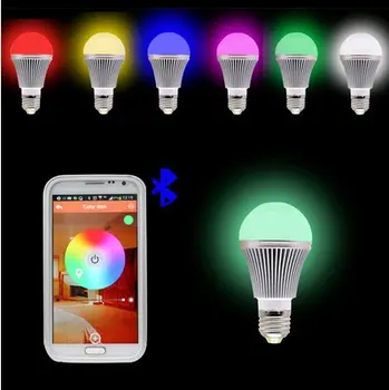 

Wireless Smart Bluetooth LED Light Bulb,5w RGB dimmable Smartphone Remote Control for IOS&Android Smartphone Controlled by APP