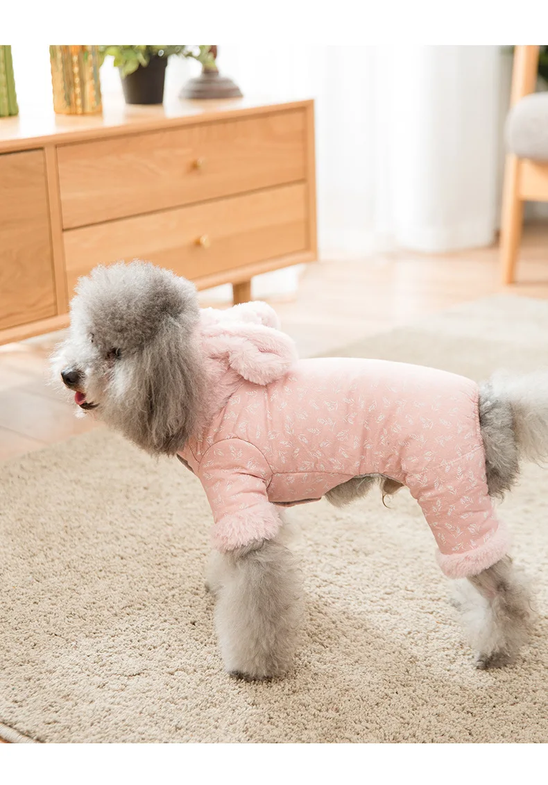 Четырехногая хлопковая стеганая Одежда для собак новейшая Одежда для маленьких собак осенне-зимние Утепленные розовые синие комбинезоны для животных