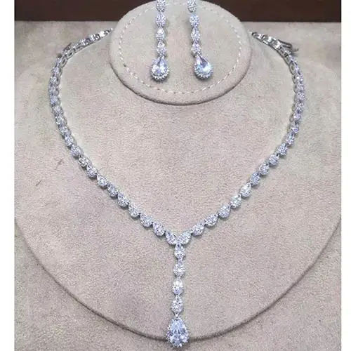 GODKI известный бренд очаровательные свадебные комплекты ювелирных изделий Изготовление комплекты украшений для женщин эффектное ожерелье серьги аксессуары - Окраска металла: Silver