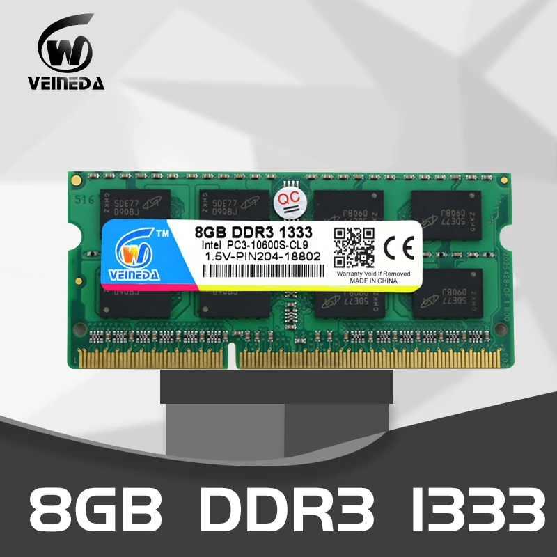 

VEINEDA DDR3 laptop 4GB 8GB 1333 1600MHz 204pin 1.5V PC3-10600 sodimm Ram ddr 3 Notebook Memory