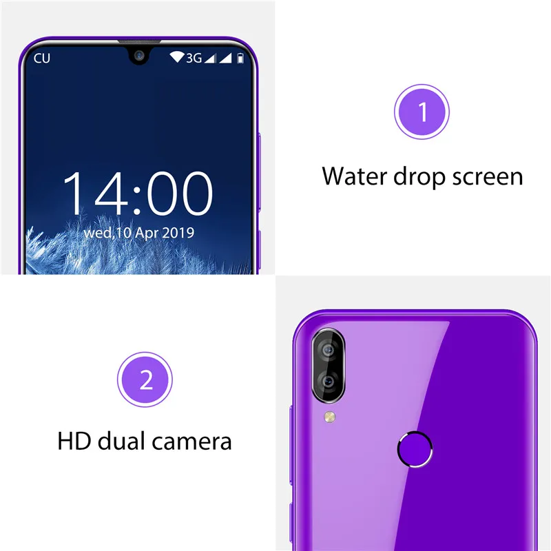 OUKITEL C16, 5,71 дюйма, 19:9, дроп, смартфон, Android 9,0, MT6580P, 2G ram, 16 ГБ rom, 2600 мАч, отпечаток пальца, двойная задняя камера, мобильный телефон