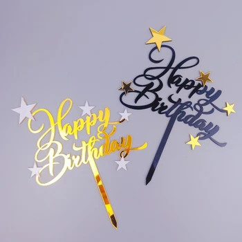 

1Pc Happy Birthday Cake Topper Acrylic Baking Cake Insert Decor Party Decoration Cake Topper Baby Shower Party Supplies Dropship