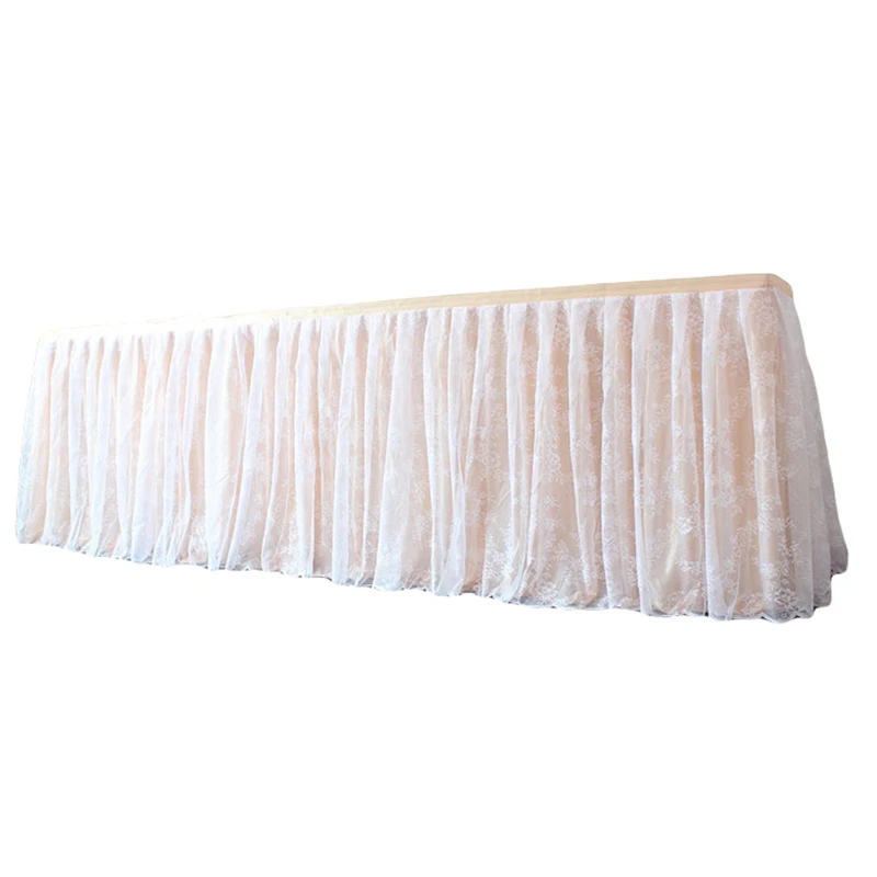 

2019 Table Skirt Embroidery Lace Table Skirting Flower Mesh Table Skirt Durable Desk Skirt DIY Home Textile Accessories