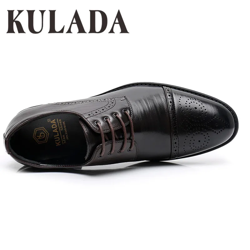 KULADA New Shoes Men's Brogue Shoes High Quality Lace-up Business Breathable Formal Shoes High Quality Brand Luxury Dress Shoes