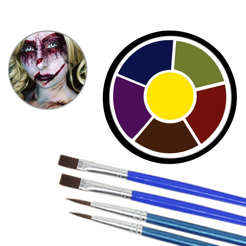 6 цветов краска для тела Хэллоуин макияж лица праздничная одежда с кисточкой