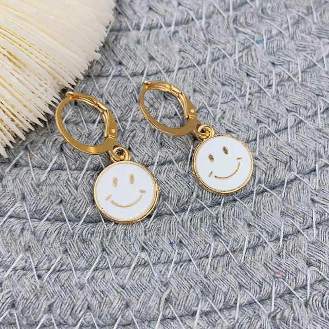 Drip Color Face Smiley Earrings Punk Jewelry For Cool Women Girl Friendship Gifts