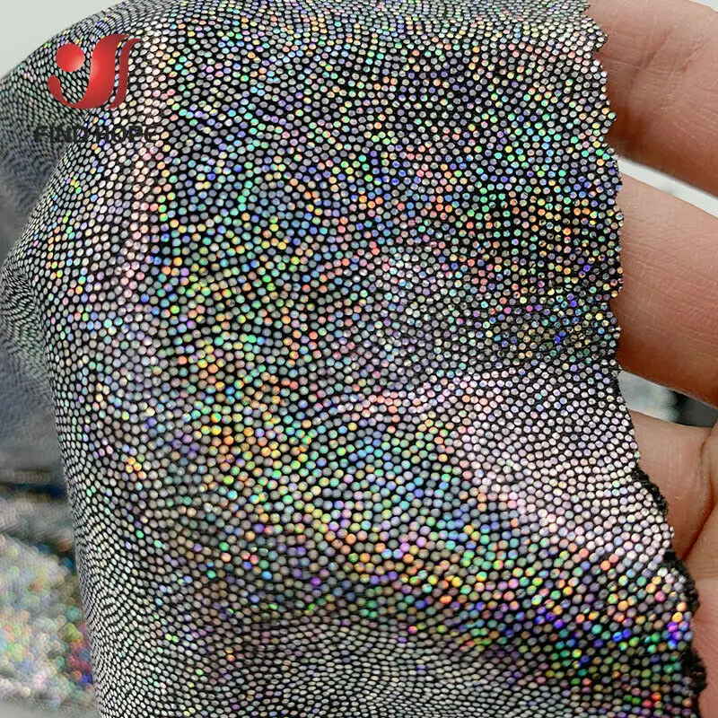 Holographic Glitter Iridescent Polyester Fabric for Fashion and Decor - 150cm Wide