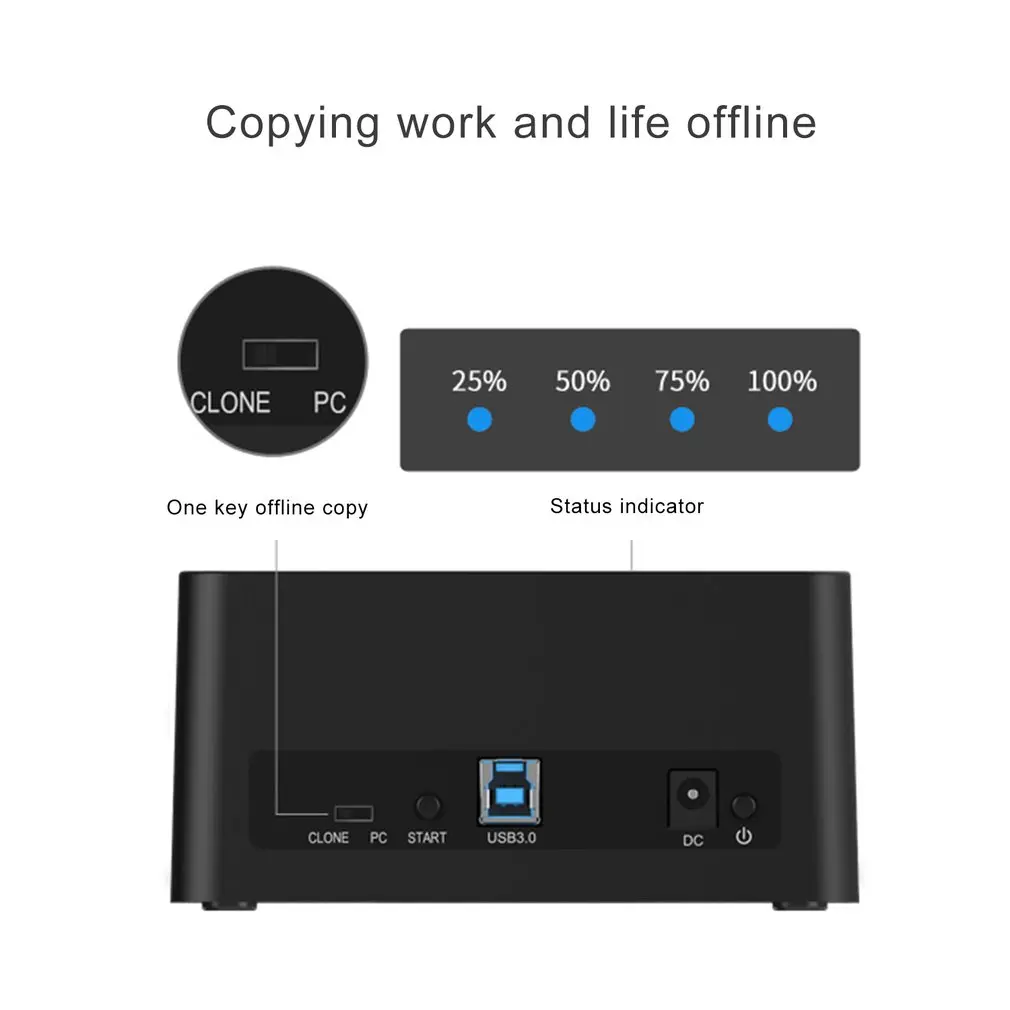 ORICO USB 3,0 для жесткого диска с интерфейсом SATA чехол Dual Bay внешний жесткий диск Док-станция для 2,5 3,5 HDD/SSD клон, Дубликатор Функция