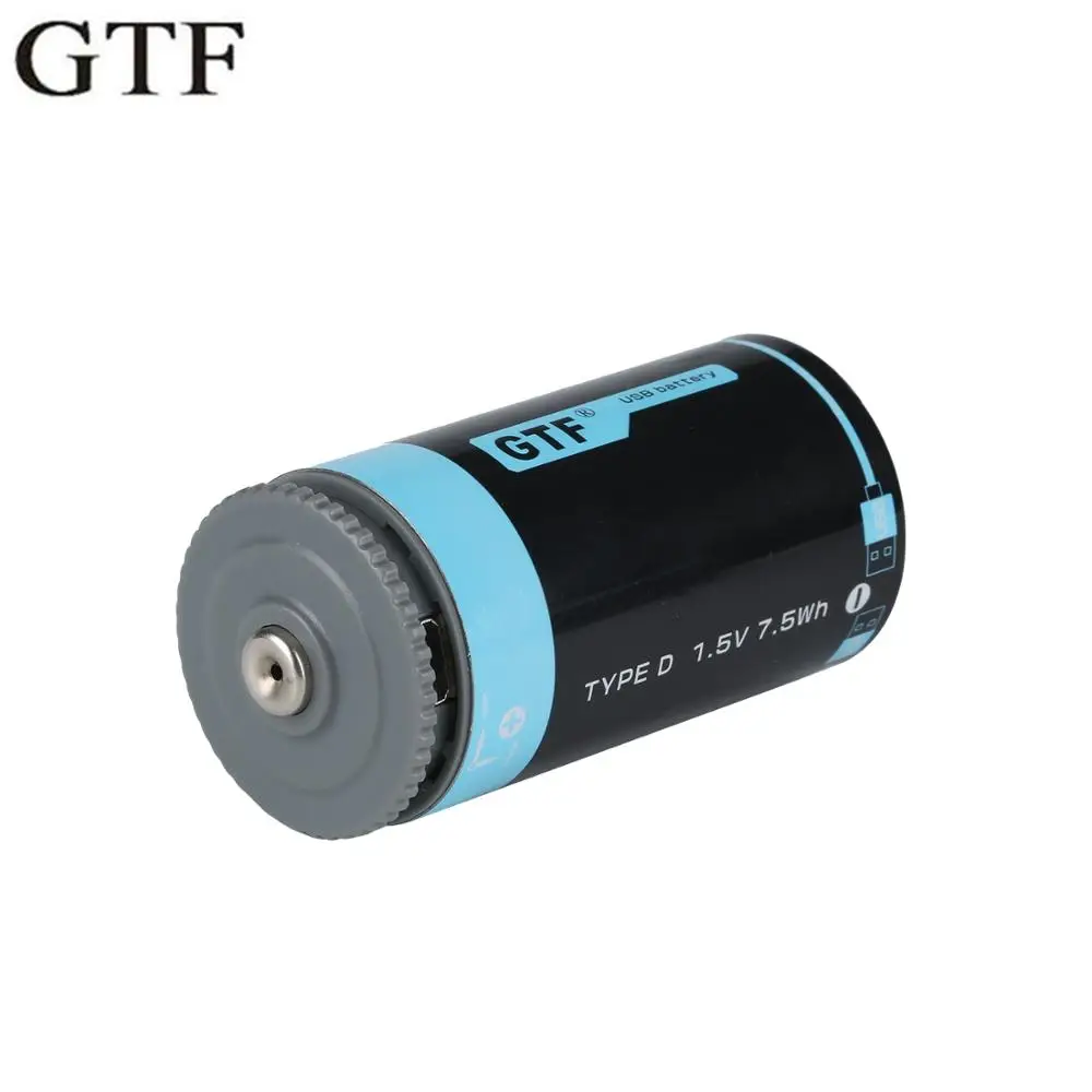 Перезаряжаемый литий полимерный аккумулятор GTF 1 5 в 5000 мАч размер D с USB портом для