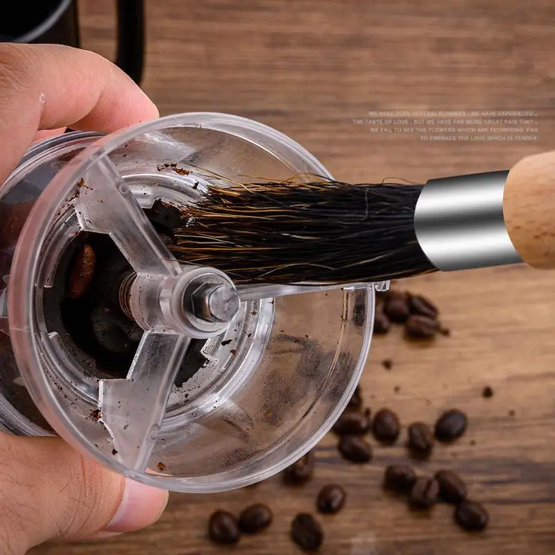 Кофемолка из нержавеющей стали щетка для чистки щетины бука с длинной ручкой