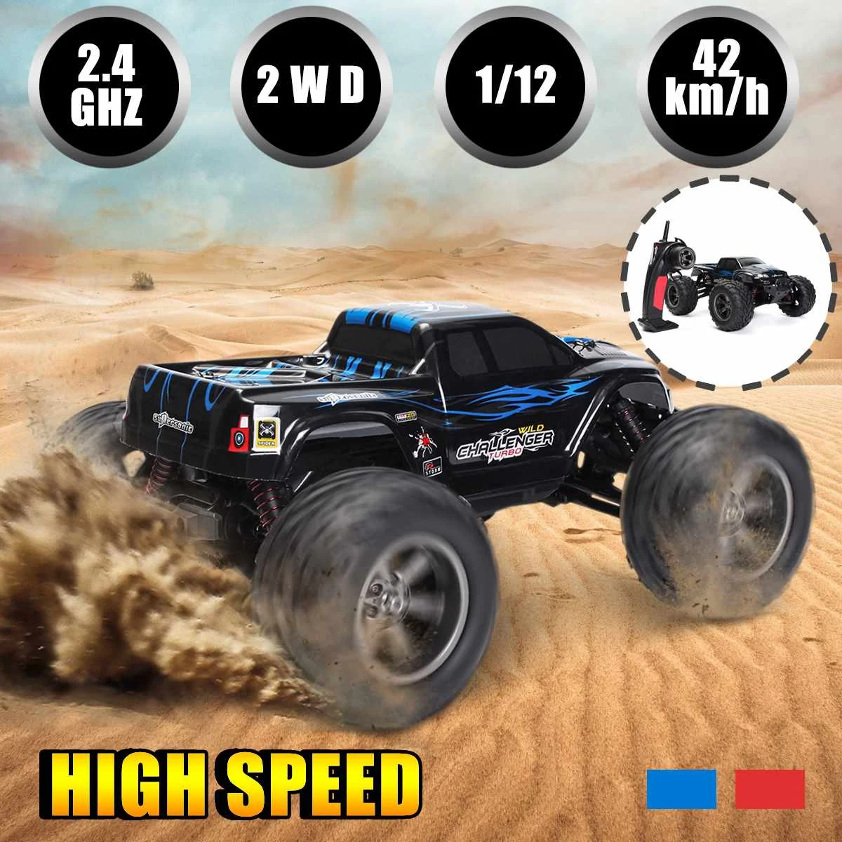 

1:12 RC Car High Speed Racing Car 42km/h 2.4GHz Remote Control Cars Boys Toys Gift Car Bigfoot Climbing Electric Off Road Truck