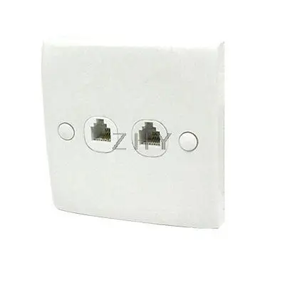 

White 2-Gang Double RJ11 Phone Modular Jack Outlet Wall Plate