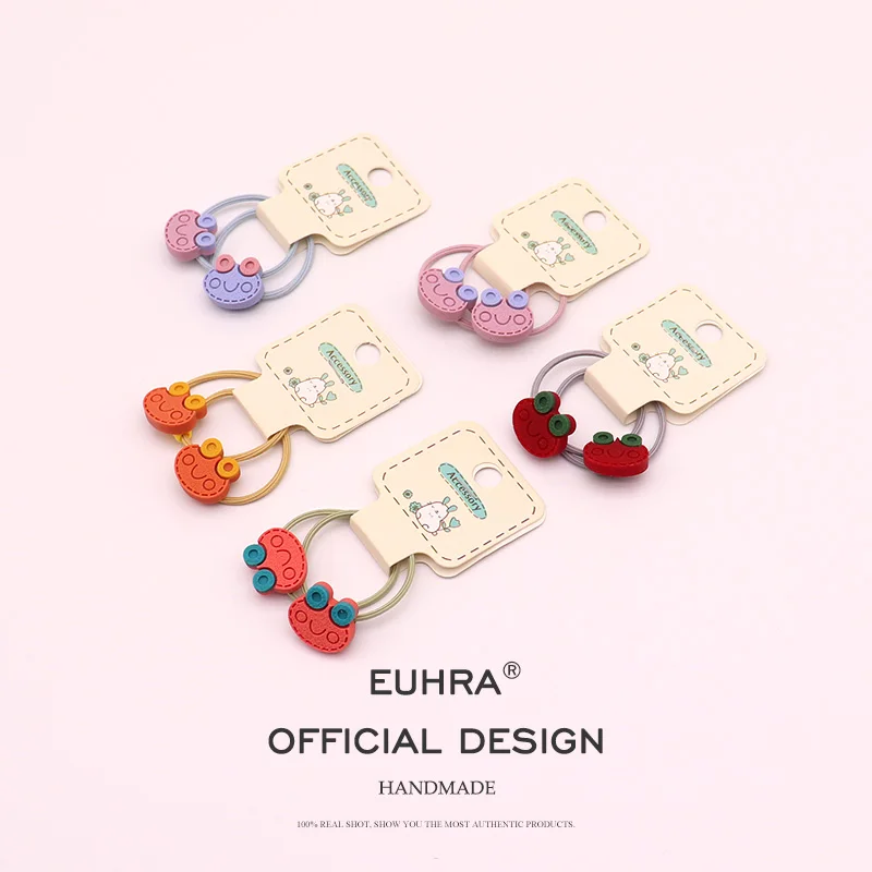 EUHRA 10 шт. несколько цветов смешивания Красивые эластичные ленты для волос Детские конский хвост держатель аксессуары для волос для девочек - Цвет: 10pcs Frogs