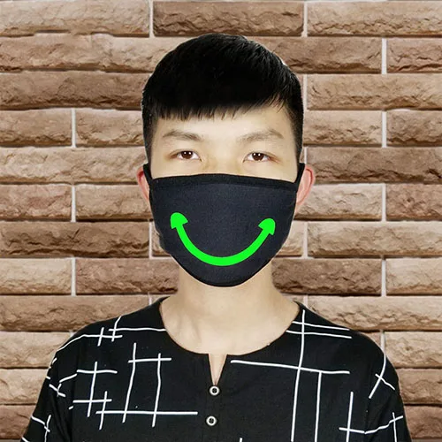 Smiley face Толстая флуоресцентная маска мульти-стиль Висячие уха типа Хэллоуин личность тренд ужас череп голова зубы холодная дышащая маска - Цвет: Smiley face