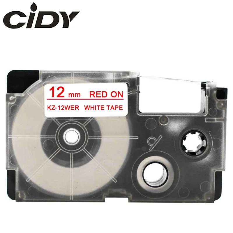 Этикетка CIDY 1 шт. XR-12WE совместимый черный на белом 12 мм объектива с оптическими зумом Casio запечатанных лент для XR12WE XR 12WE для EZ принтеры KL-60-L KL-60SR KL-170 KL-100 - Цвет: 12mm red on white