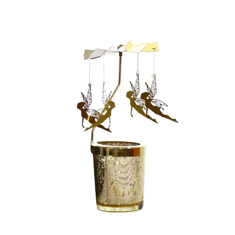 E Вращающийся подсвечник спиннинг металлический подсвечник-вращается вокруг свечи - Цвет: E
