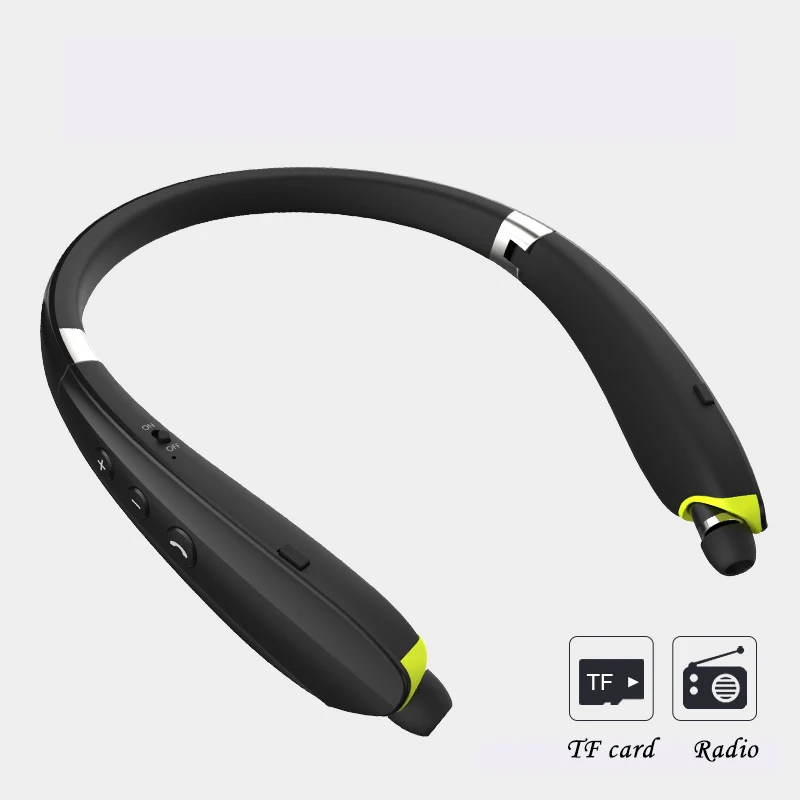 Black Support TF Bluetooth 5,0 беспроводные наушники радио mp3-плеер наушники ожерелье спортивные наушники бег Bluetooth гарнитура с микрофоном - Цвет: Black Support TF
