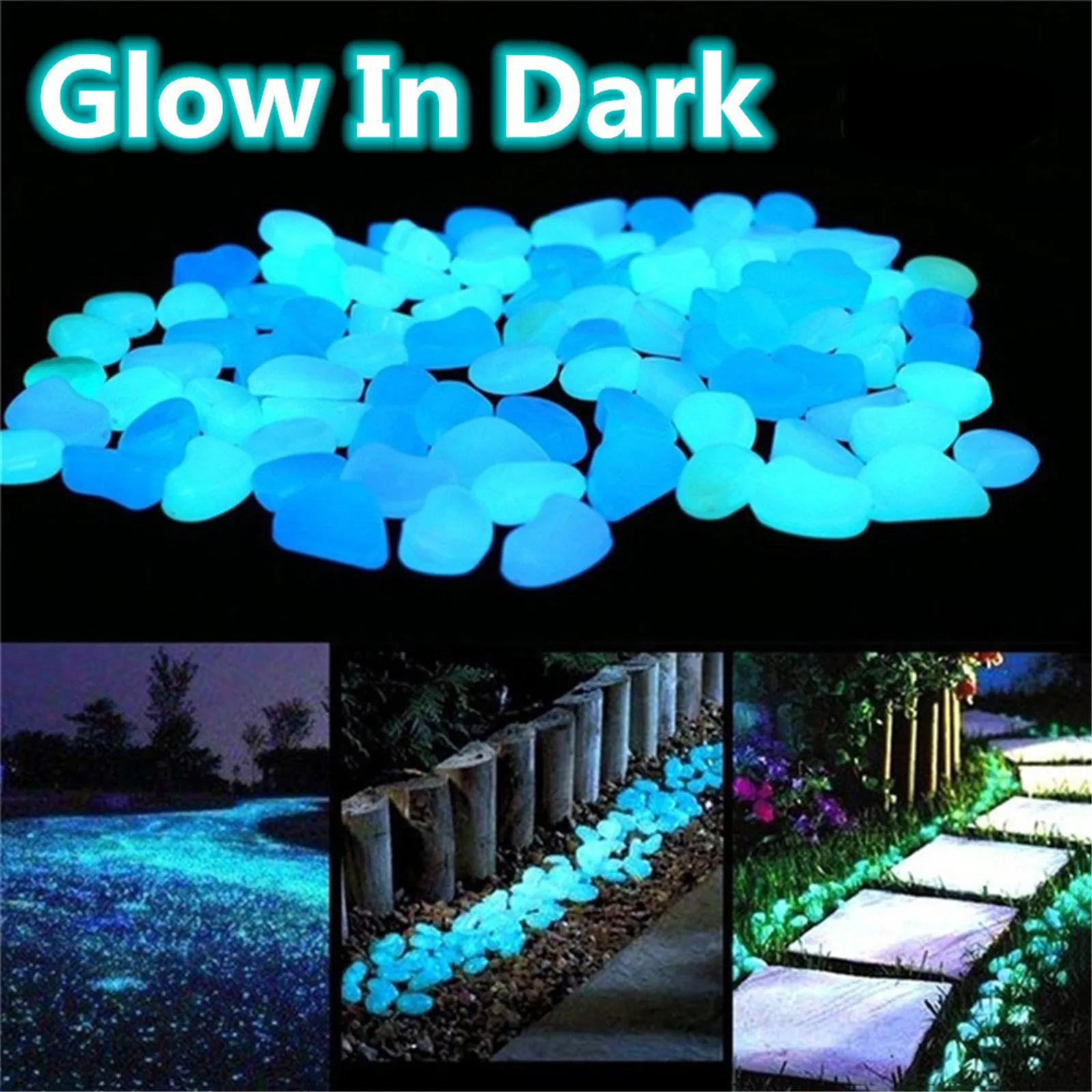 10pcs Glow In The Dark Pebbles Luminous Stones Rocks For Lawn Garden Yard Aquariums Walkway