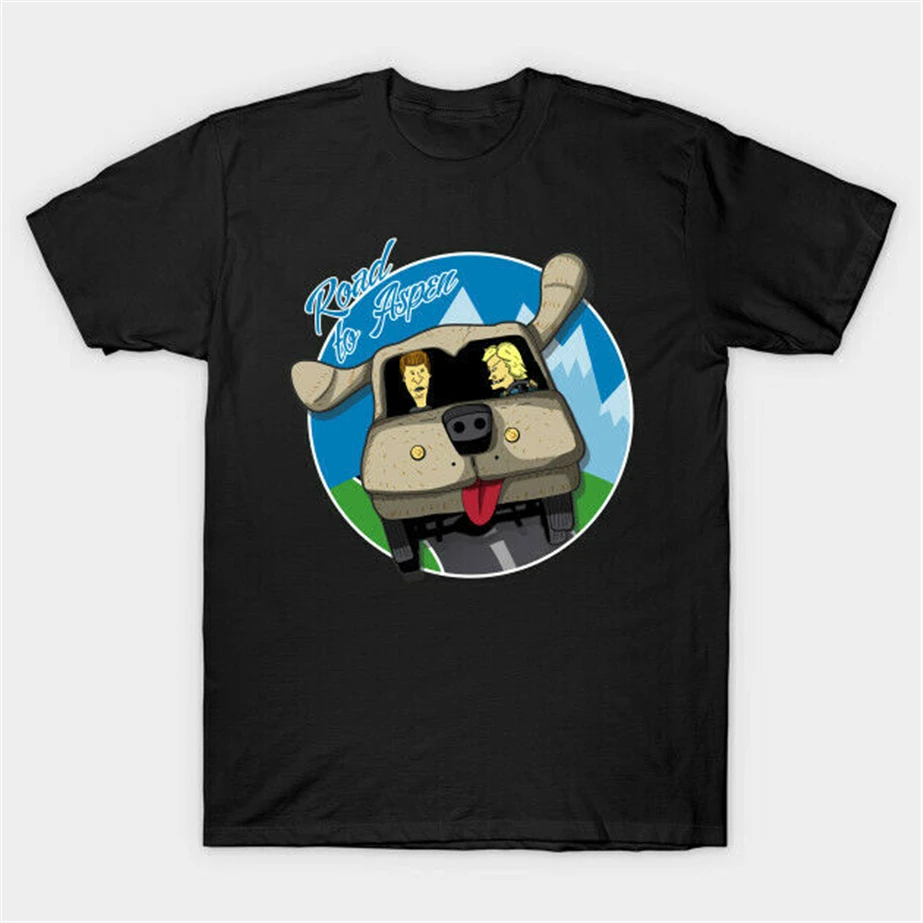 Черная футболка с надписью Road To Aspen Dumber и Beavis And Butthead Car S-3Xl |