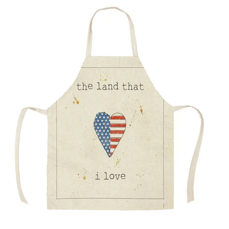 American Flag Aprons Kitchen Apron Women Creative Flag Cotton Linen Bibs Household Cleaning Pinafore Home Cooking Aprons WQD365