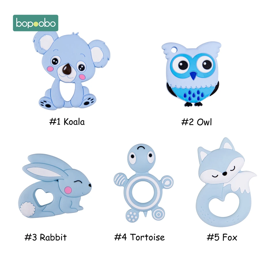 Bopoobo 1 комплект детский силиконовый прорезыватель, бусины для животных, пищевой Прорезыватель для кормления, жевательный Bpa бесплатно, для ожерелья, кулоны, Прорезыватель для зубов