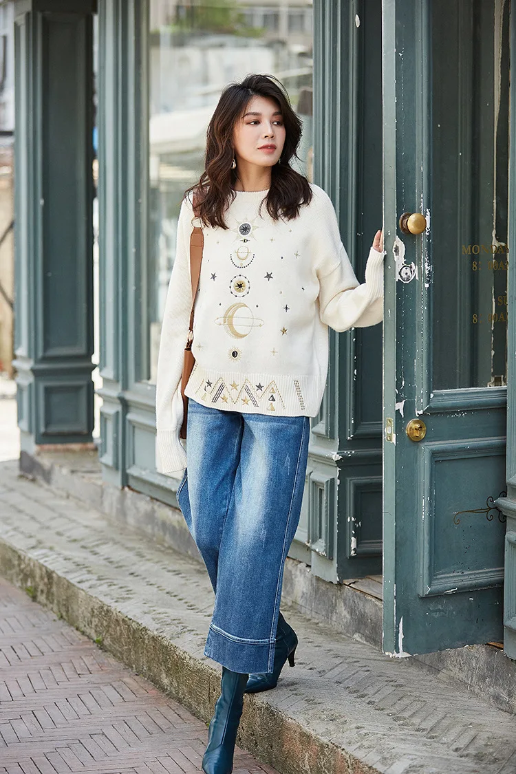 Джинсы с высокой талией и широкими штанинами размера плюс потертые брюки джинсы для женщин в стиле бойфренд джинсы для мам синие модные штаны