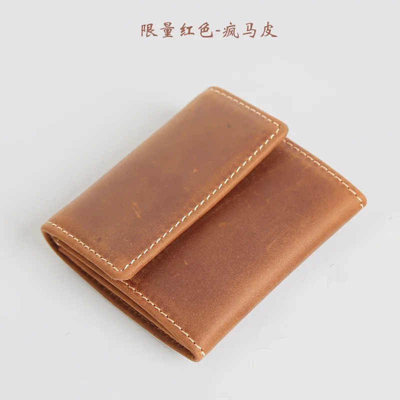 Limited red Винтаж Crazy Horse кожа Для мужчин кошельки из натуральной кожи брендовые портмоне с отделением для кредитных держатель для карт мужской короткий бумажник - Цвет: Limited red