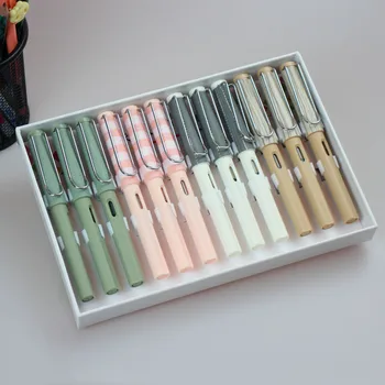

12pcs/set Posture Correction Fountain Pen Big Hollow Out Clip Plastic Inking Pens for Student School Office Supplies Stationery