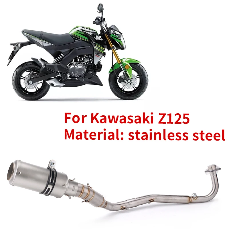 

Front Pipe Exhaust Motorcross Full Systems Motorcycle Muffler Modified Slip on Stainless Steel For Kawasaki Z125 Z-125 Tube 51mm