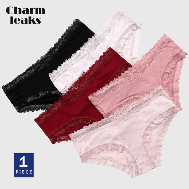 Charmo Women Nylon Bikini Panties Comfort Underwear Lace Trim Briefs 4 Pack