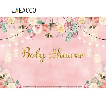 

Laeacco Golden Baby Shower Party Baby's Bottle Flowers Watercolor Portrait Photo Background Photography Backdrop Photo Studio