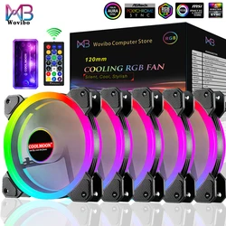 Refroidisseur de boîtier d'ordinateur, 120mm, 6 broches, RGB Led, 12cm, silencieux, 5V DC, ARGB, vitesse réglable, synchronisation Aura 