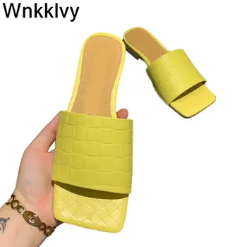 

Summer sandals Beach Slipper Shoe Hand Woven Woman Flipflops Lazy Mullers 2020 Shoes Casual vocation slippers Female slides