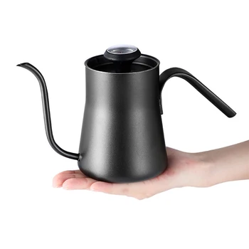 

550ML Handheld Coffee Tea Pot Drip Kettle With Thermometer Stainless Steel Drip Kettle Swan Neck Thin Spout For Pour Over
