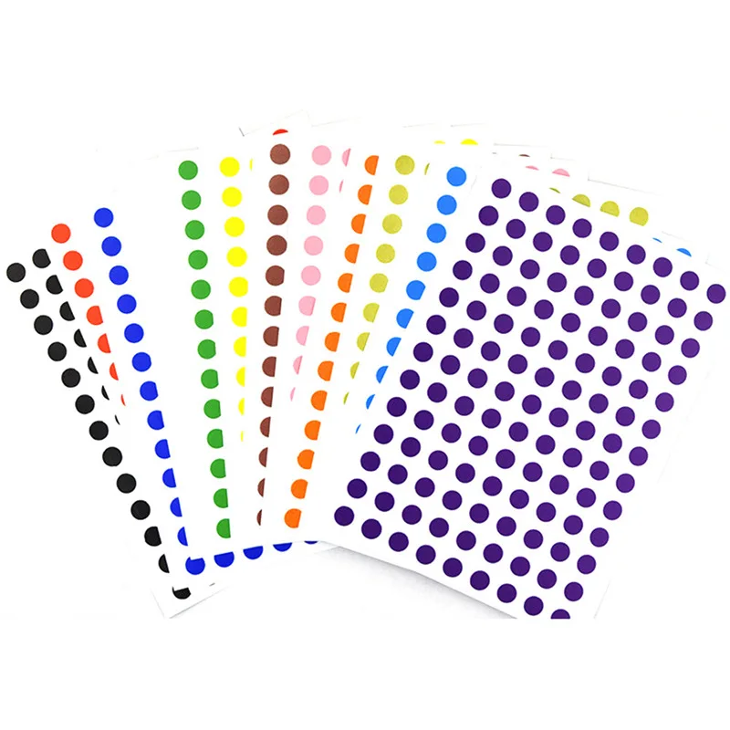 

12 Sheets/Pack 6mm Circle Solid Color Coded Adhesive Label Dot Sticker Round Code Stickers for Student