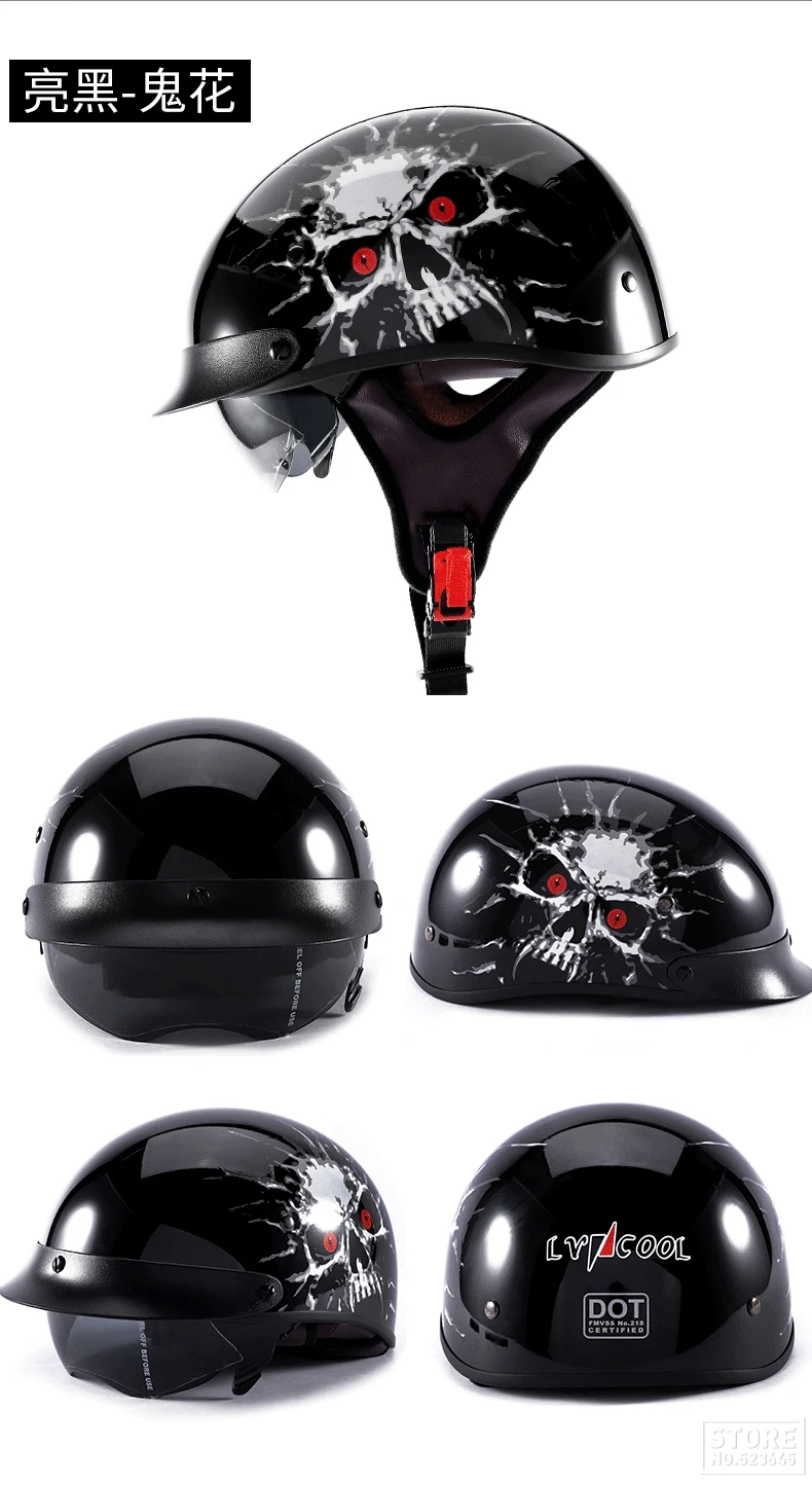 LVCOOL мотоциклетный шлем для мужчин ретро Половина шлем Casco Мото шлем скутер мотоциклетный гоночный шлем для верховой езды с DOT сертификация