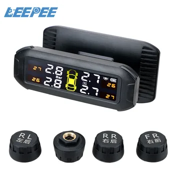 

Solar TPMS Temperature Warning Fuel Save With 4 External Sensors Tire Pressure Monitoring System Car Tyre Pressure Monitor
