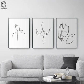 

Minimalist Line Art Canvas Painting Love Couple Posters and Prints Wall Picture for Living Room Scandinavian Home Decor
