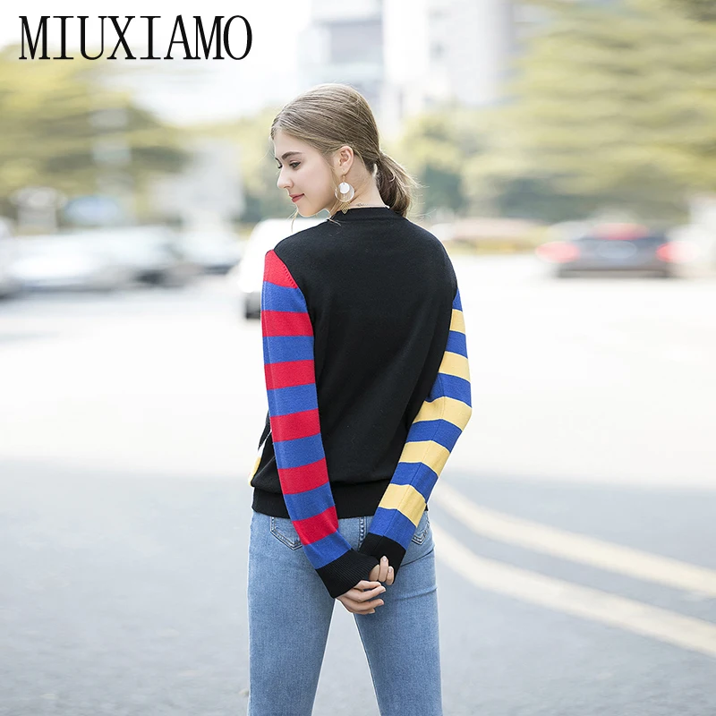 MIUXIMAO, высокое качество, Европейская мода, осень, Новое поступление, Повседневный, Круглый ворот, длинный рукав, элегантный свитер для женщин, Vestido