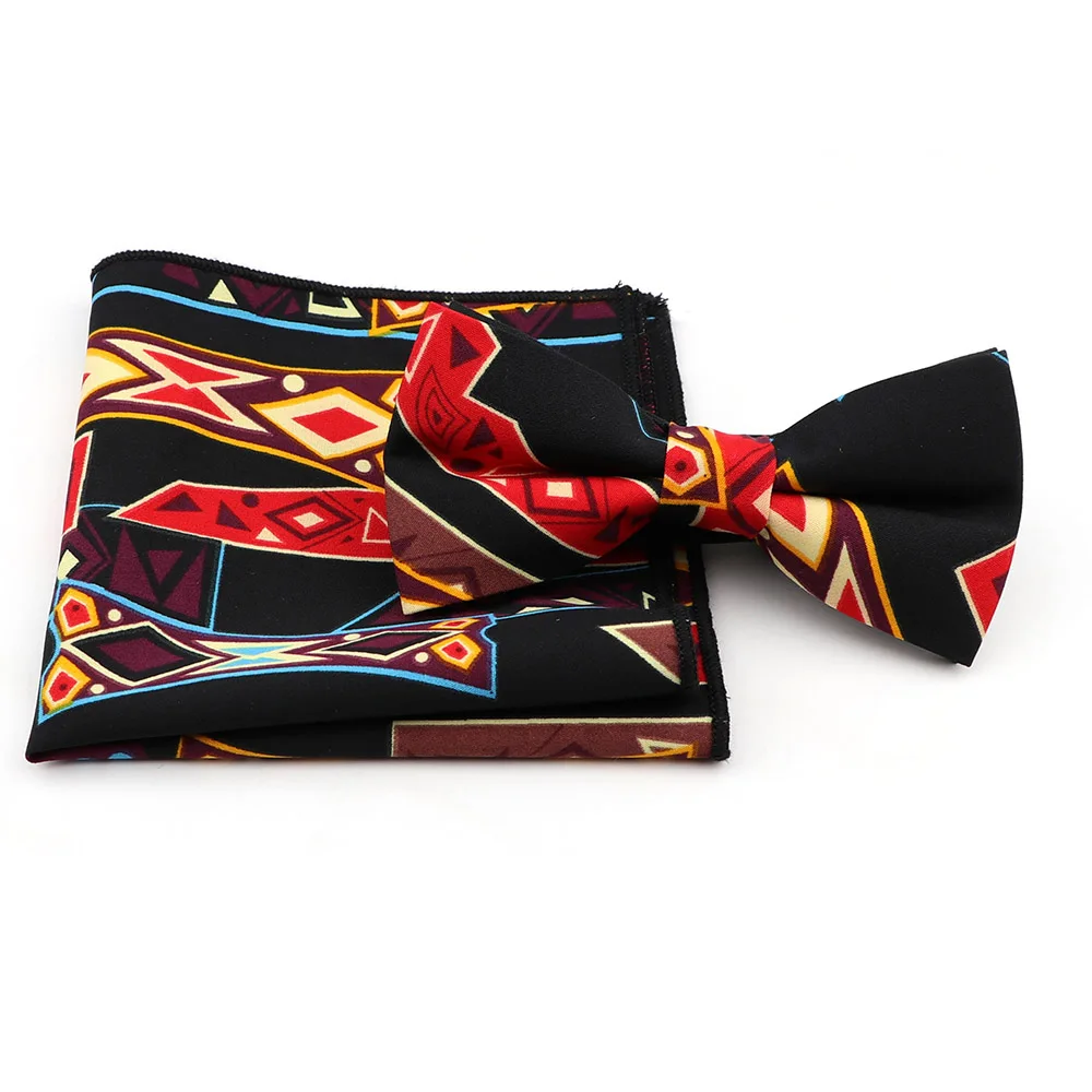 9 Мягкий носовой платок Scarve Bowtie Набор Винтажный Геометрический Цветочный Пейсли Полосатый Банкетный Карманный квадратный Бабочка бант аксессуар подарок - Цвет: 9