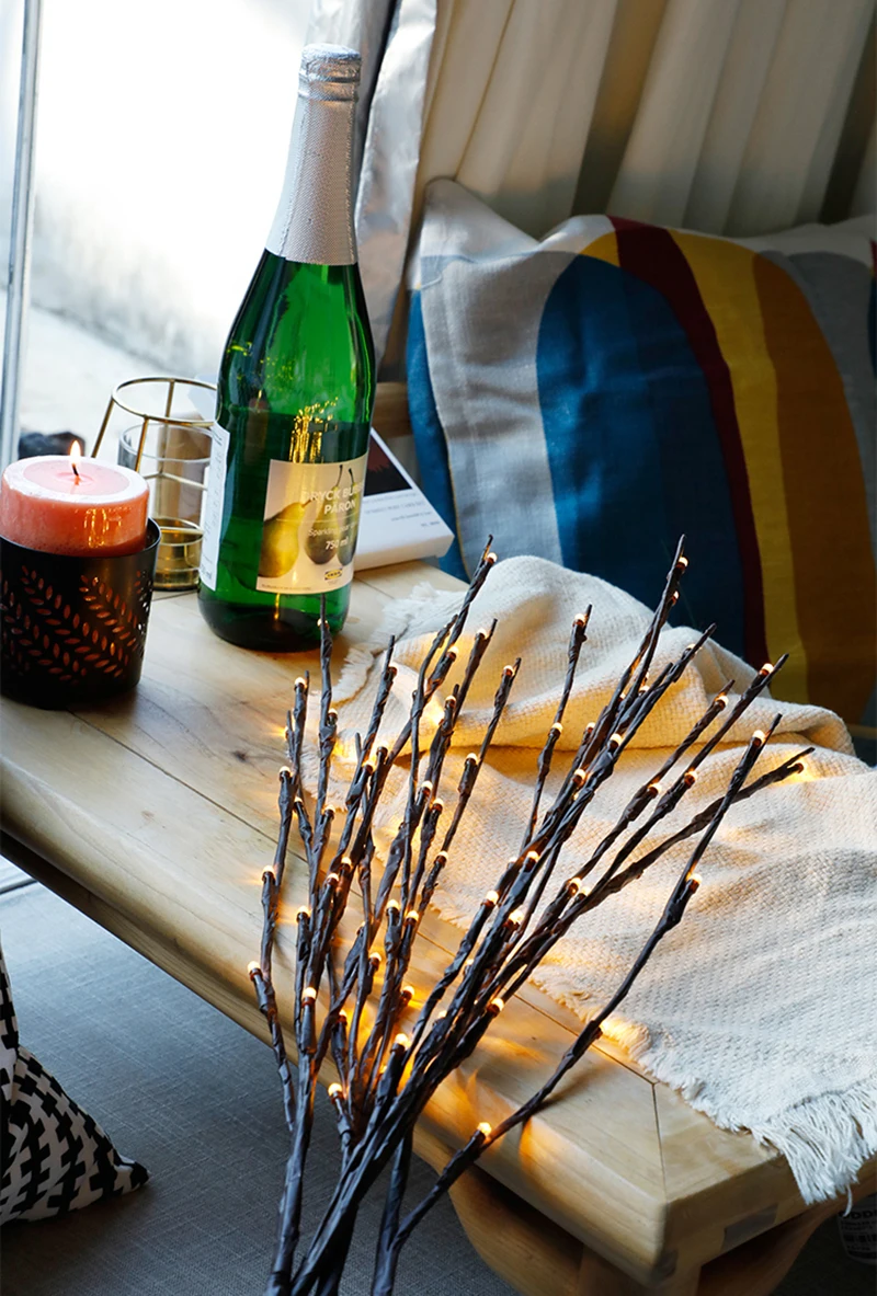 20 Bulbs LED Willow Branch Lights 77cm Vase Filler Willow Twig Home Christmas Party Garden Decoration Wedding Decorative Lights