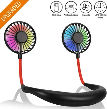 

Neck Fan Upgrade Lighting Neck Cooler Aromatherapy Luminous Hand Free Neckband Fan USB Rechargeable Summer Portable