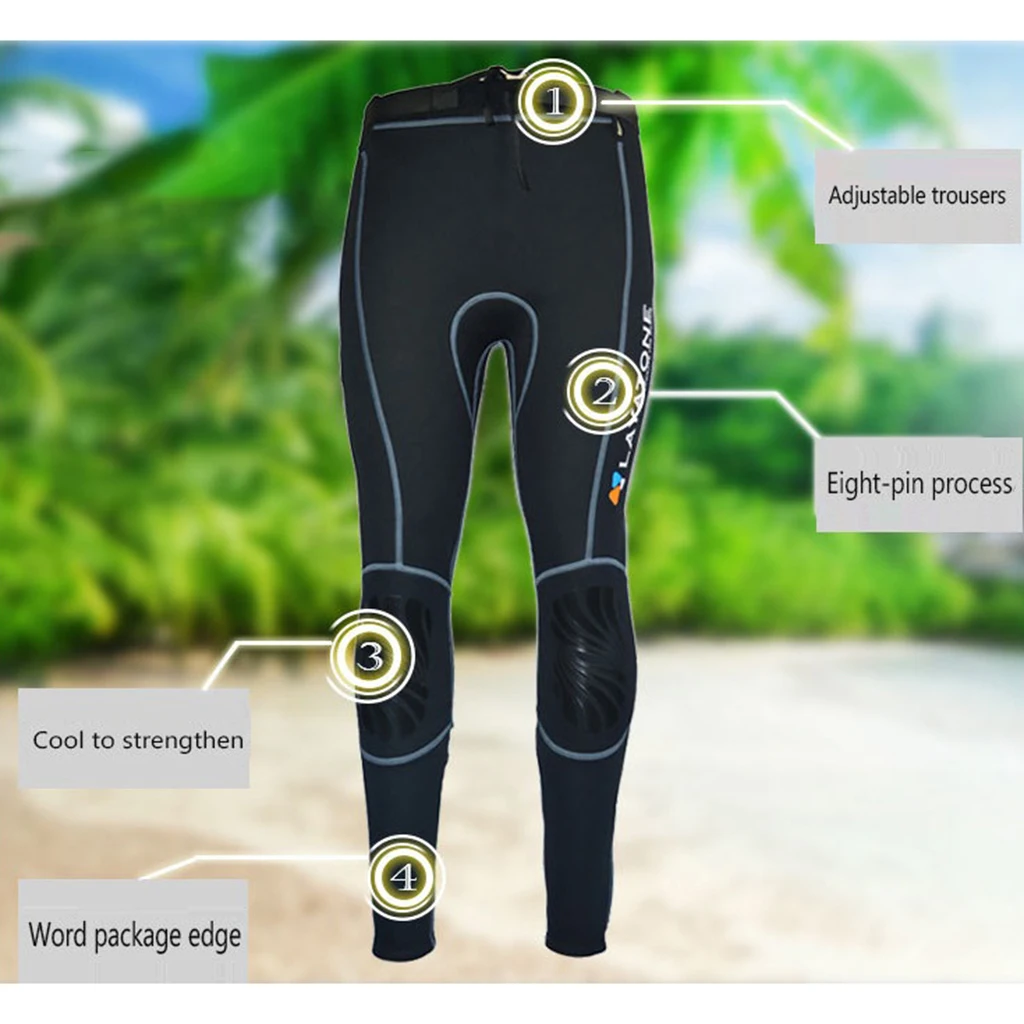 Men's Wetsuit Pants 3mm Neoprene Diving Snorkeling Scuba Surf Pants UV 50+ Sun Protection for Kiteboarding Kayaking Canoeing