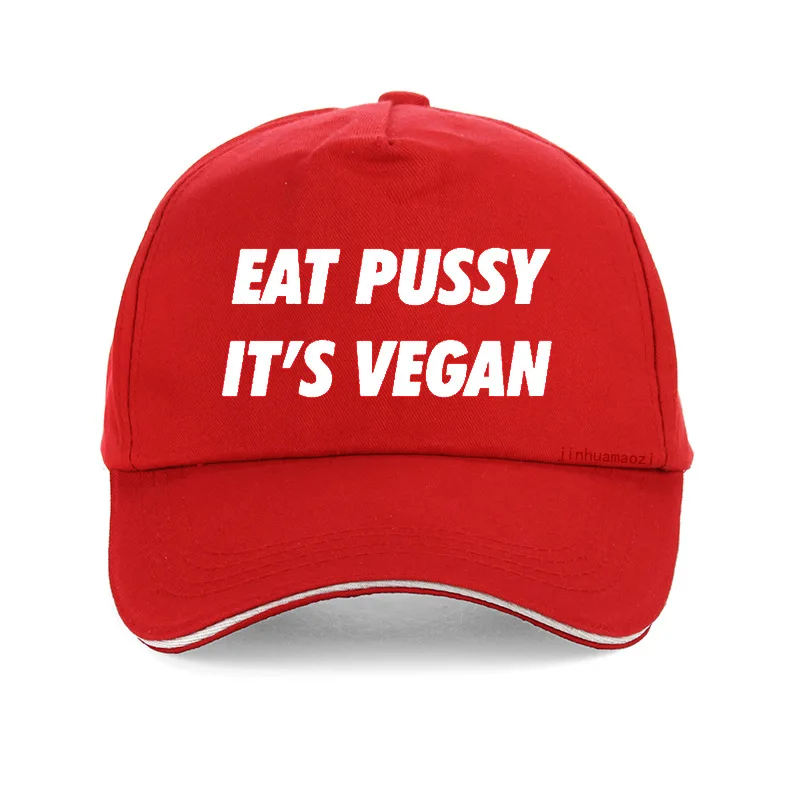 Красный Брендовая Мода eat pussy его веганские буквы cap100% хлопок для женщин и мужчин регулируемые бейсболки унисекс хип хоп бейсболки шляпы Gorras - Цвет: Красный