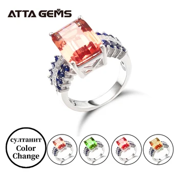 

Sultanite Sterling Silver Unisex Rings for Wedding Band 7.4 Carats Created Sultanite Rings Women Fine Jewelry Birthday Gifts