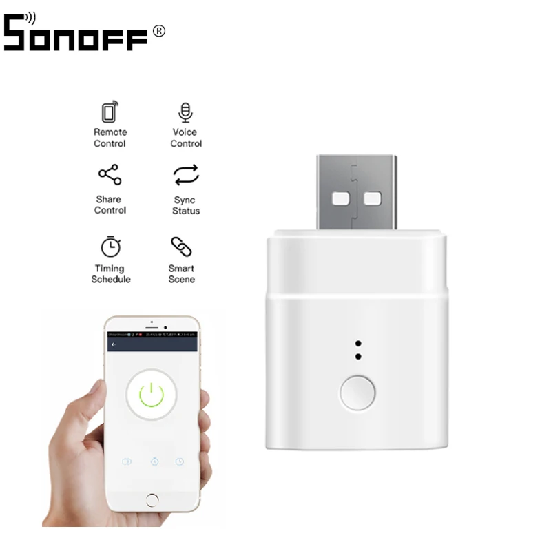 SONOFF микро беспроводной USB Смарт адаптер 5 в Wifi мини Зарядка умный пульт