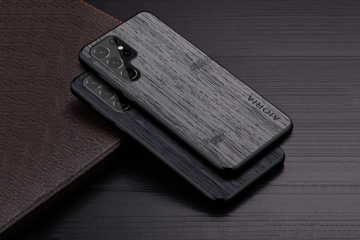 Case for Samsung Galaxy S22 Ultra Plus 5G funda bamboo wood pattern Leather cover Luxury coque for galaxy s22 ultra case capa cell phone lanyard pouch