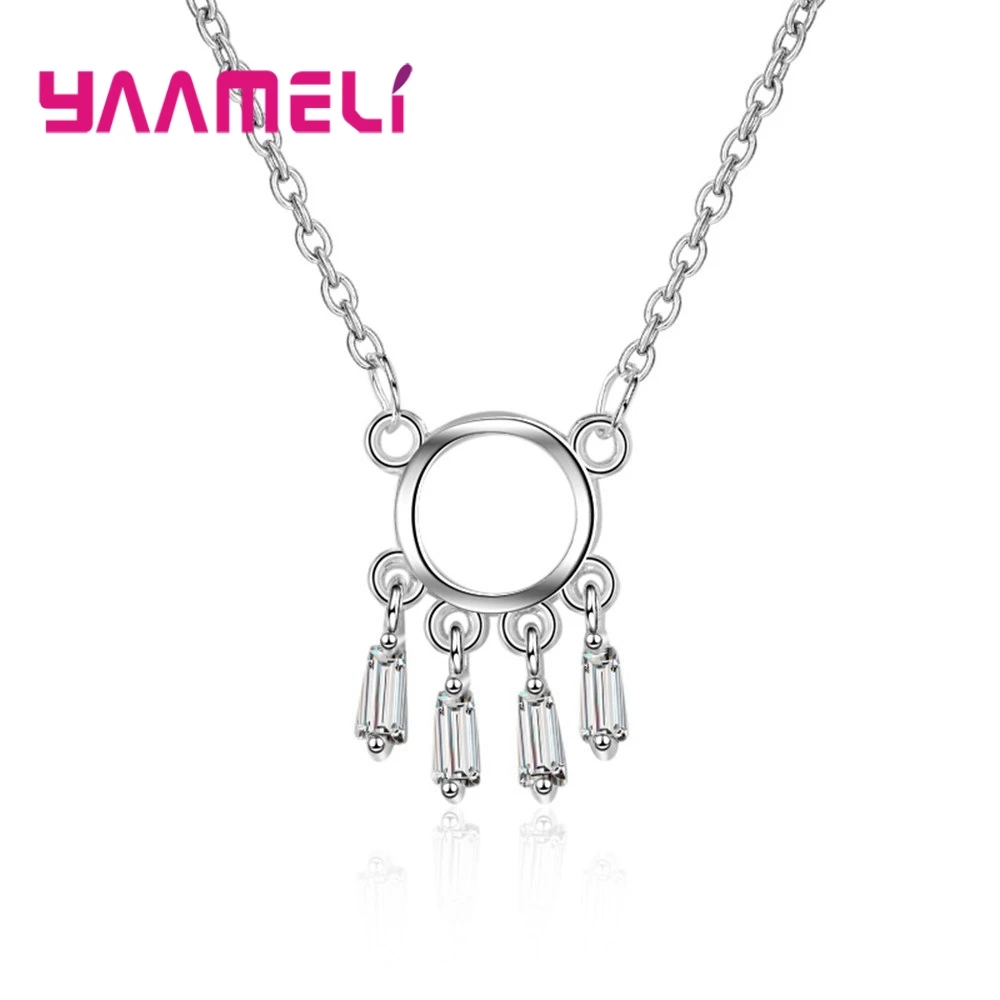 

New Arrival Dream catcher Pendant Necklace For Women 925 Sterling Silver Tassel Jewelry Choker brilliant Stone Sale