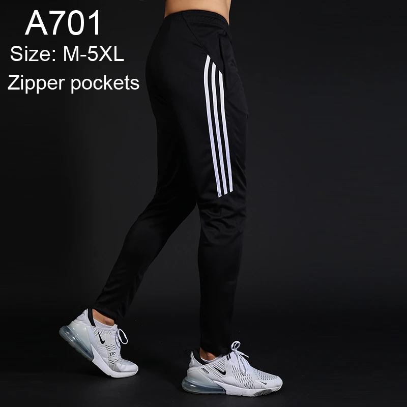 Мужские спортивные штаны на молнии с карманом для футбола, Мужские штаны на молнии, леггинсы для бега в тренажерном зале, эластичные спортивные штаны для бега, 5XL - Цвет: A701 White