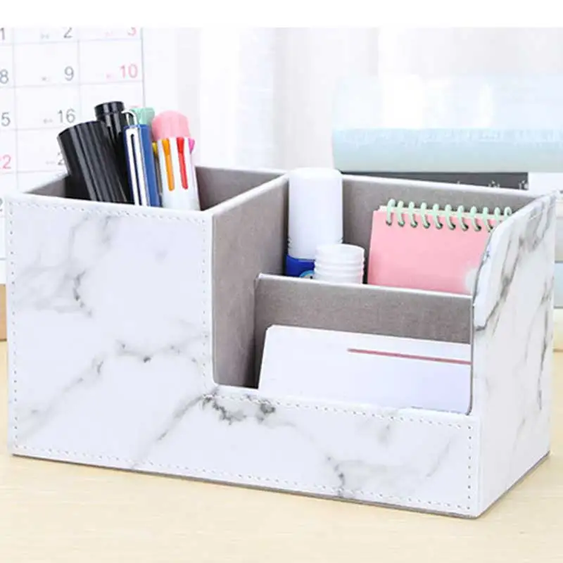 

1pc Multi-function PU Desk Organizer Stationery Pen Storage Box Organizer OD889